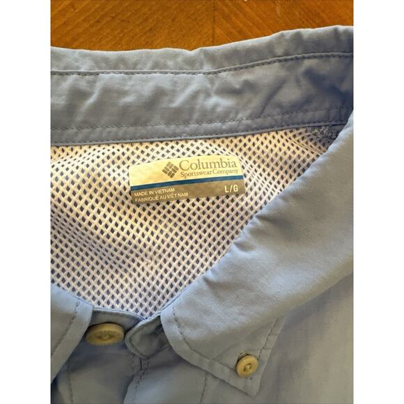 Columbia PFG Shirt Mens Large Pale Blue Button-Down Vented Fishing Outdoor UV - Picture 4 of 8